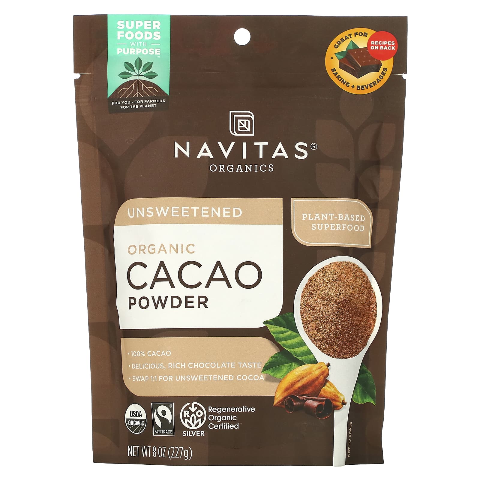 Navitas Organics-Organic Cacao Powder-Unsweetened-8 oz (227 g)