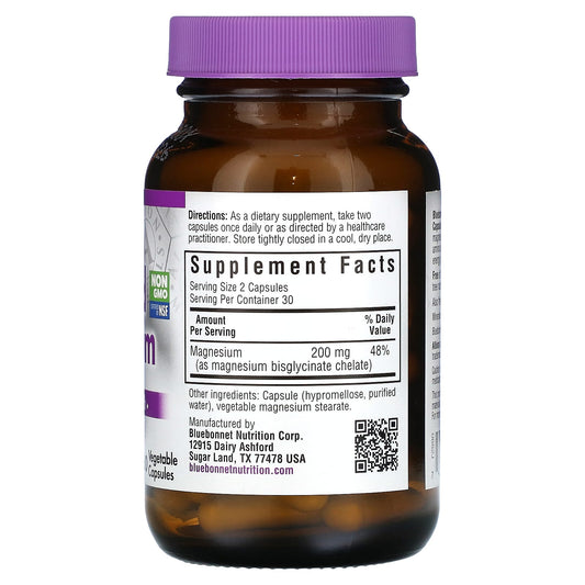 Bluebonnet Nutrition, Chelated Magnesium, 60 Vegetable Capsules