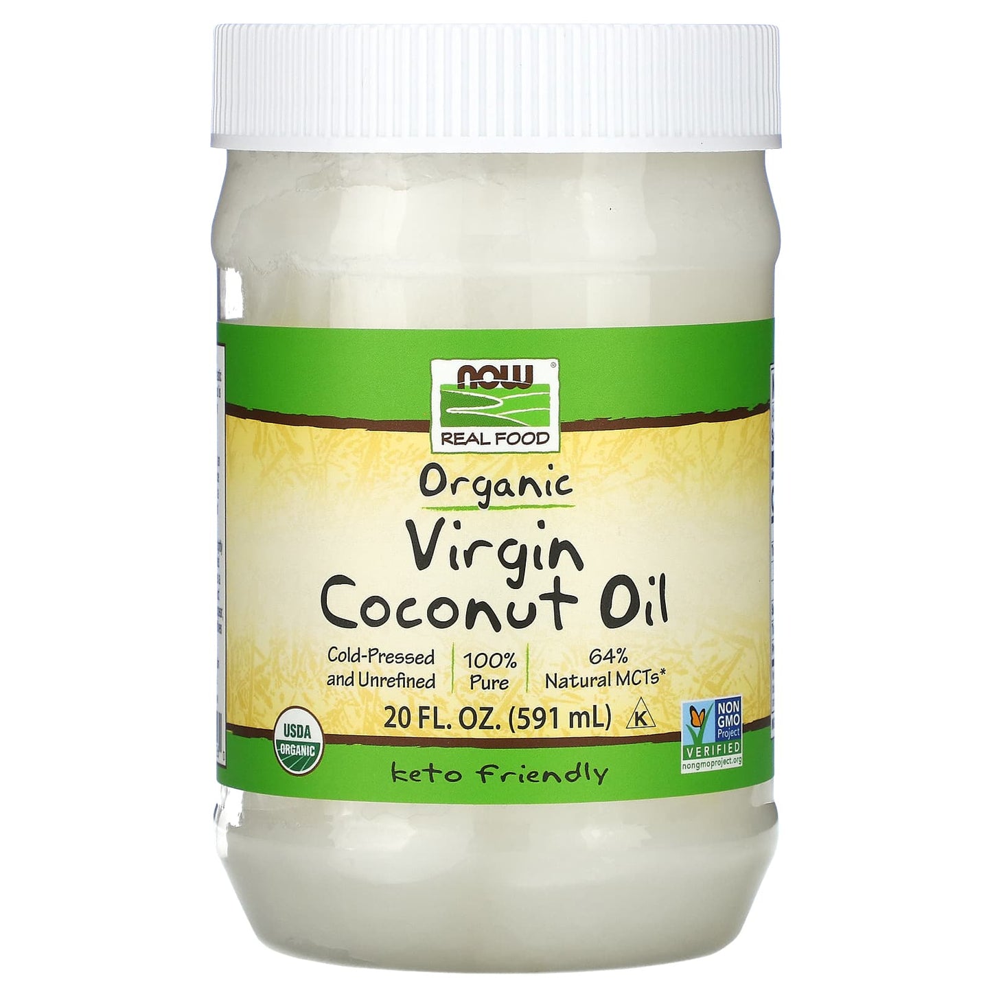 NOW Foods-Real Food-Organic Virgin Coconut Oil-20 fl oz (591 ml)