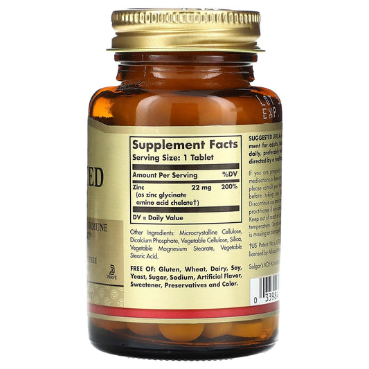 Solgar, Chelated Zinc , 100 Tablets