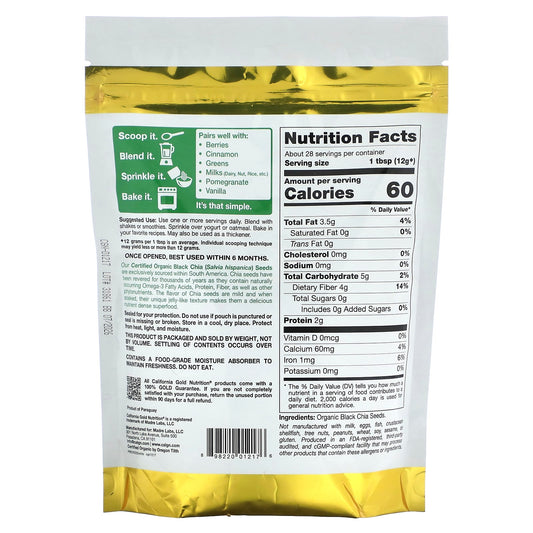 California Gold Nutrition, SUPERFOODS - Organic Chia Seeds, 12 oz (340 g)