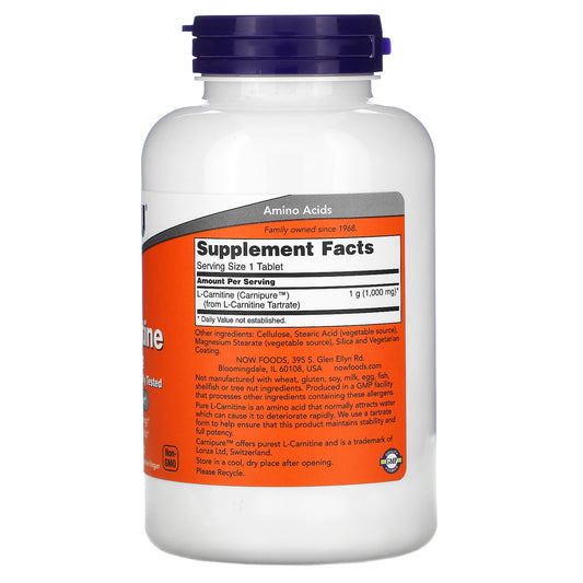 NOW Foods, L-Carnitine, 1000 mg, 100 Tablets