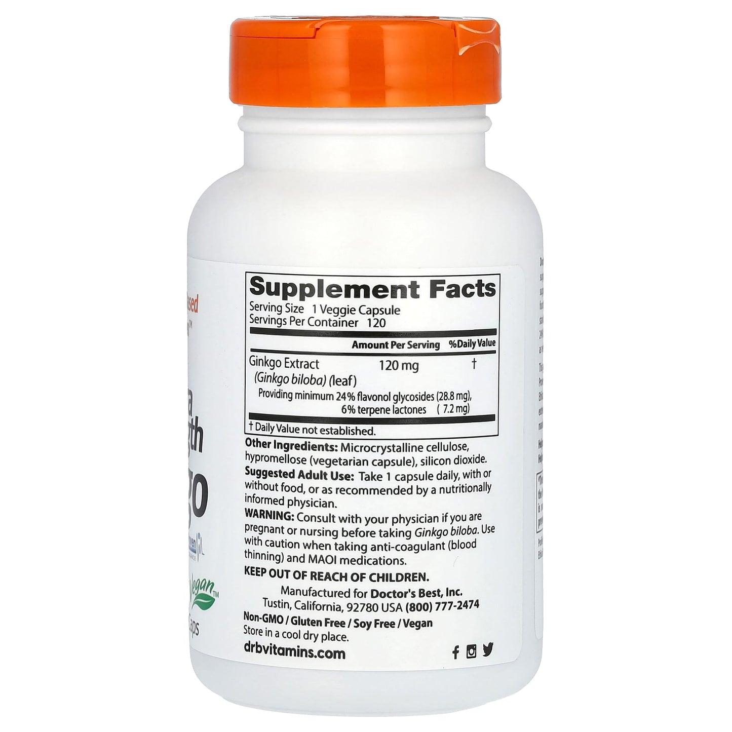 Doctor's Best, Extra Strength Ginkgo, 120 mg, 120 Veggie Caps