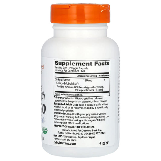 Doctor's Best, Extra Strength Ginkgo, 120 mg, 120 Veggie Caps