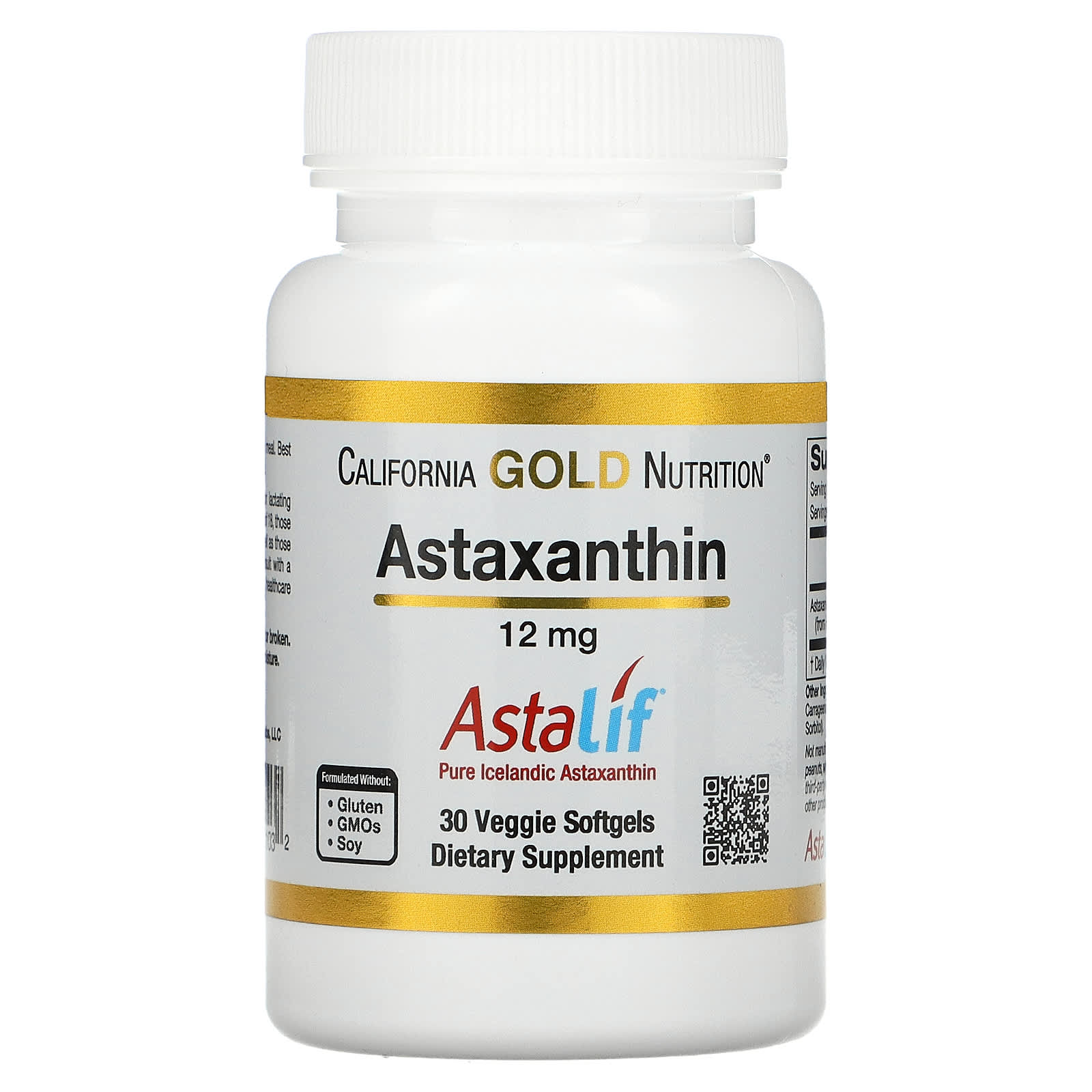 California Gold Nutrition-Astaxanthin-Astalif Pure Icelandic-12 mg-30 Veggie Softgels