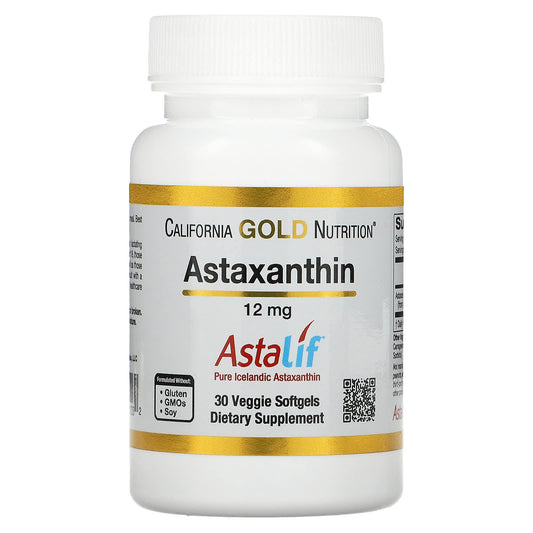 California Gold Nutrition-Astaxanthin-Astalif Pure Icelandic-12 mg-30 Veggie Softgels