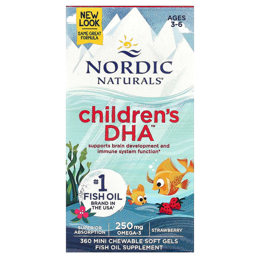 Nordic Naturals-Children's DHA-Ages 3-6-Strawberry-360 Mini Chewable Soft Gels