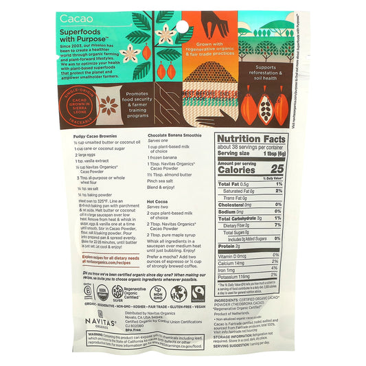 Navitas Organics, Organic Cacao Powder, Unsweetened, 8 oz (227 g)