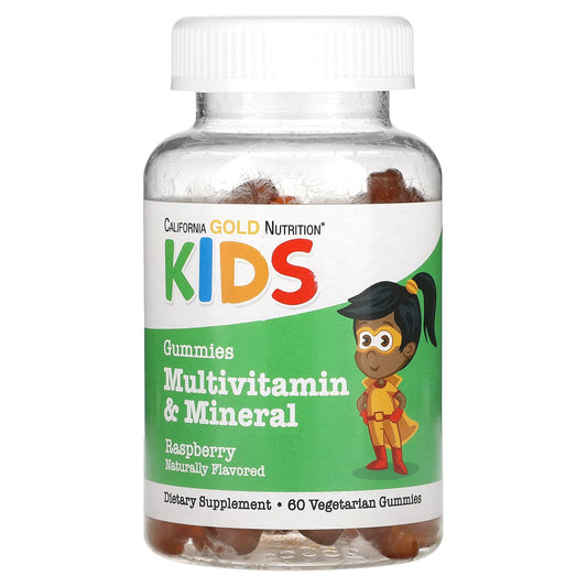 California Gold Nutrition-Multivitamin & Mineral For Children-No Gelatin-Natural Raspberry-60 Vegetarian Gummies