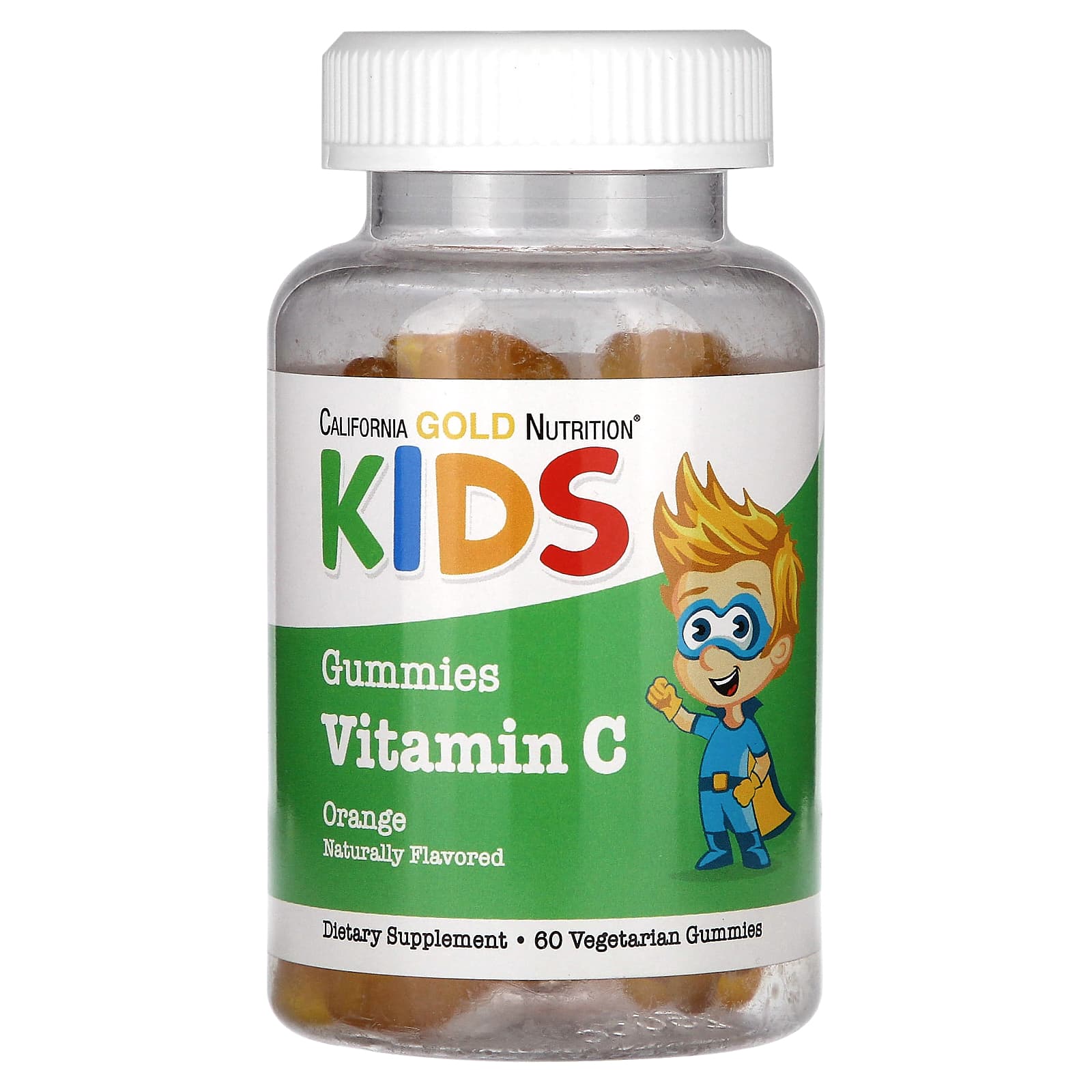 California Gold Nutrition-Vitamin C For Children-No Gelatin-Natural Orange Flavor-60 Vegetarian Gummies