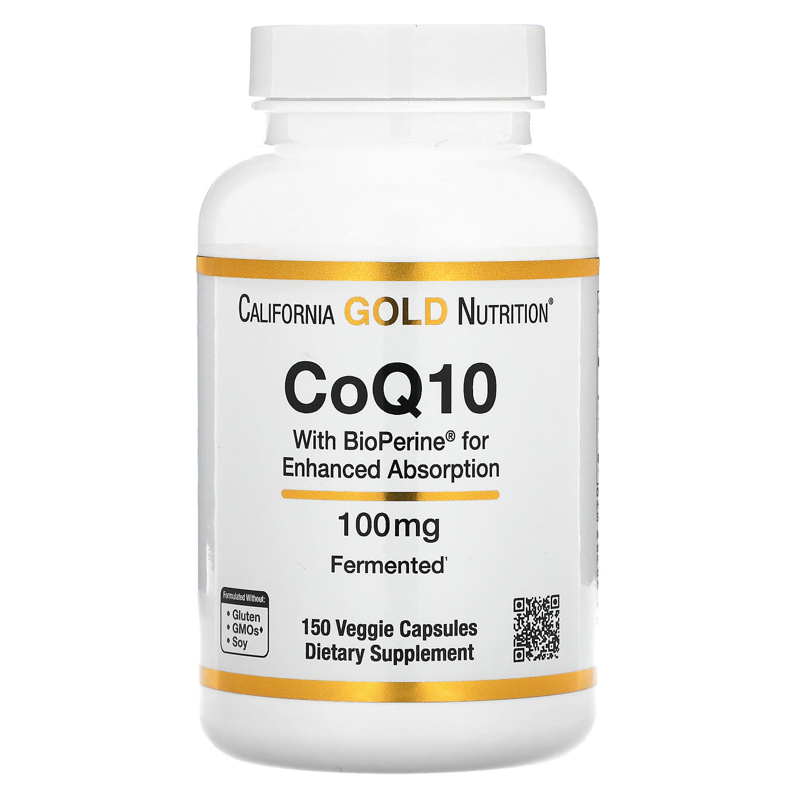 California Gold Nutrition-CoQ10 with BioPerine-100 mg-150 Veggie Capsules