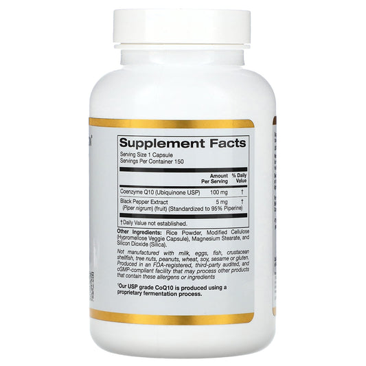 California Gold Nutrition, CoQ10 with BioPerine, 100 mg, 150 Veggie Capsules