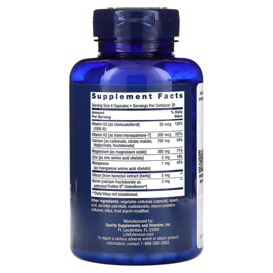 Life Extension, Bone Restore, Calcium Supplement with Vitamin K2, 120 Capsules