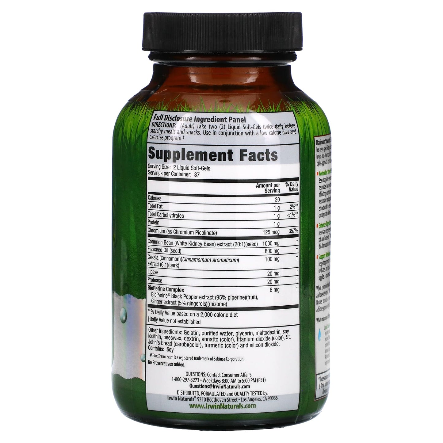 Irwin Naturals, 3-In-1 Carb Blocker, Maximum Strength, 75 Liquid Soft-Gels
