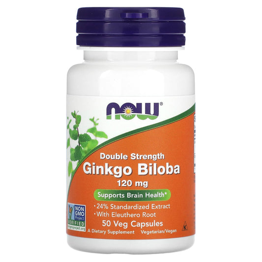 NOW Foods-Ginkgo Biloba-Double Strength-120 mg-50 Veg Capsules