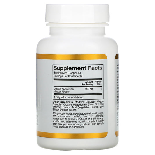 California Gold Nutrition, Apple Cider Vinegar, 60 Veggie Capsules