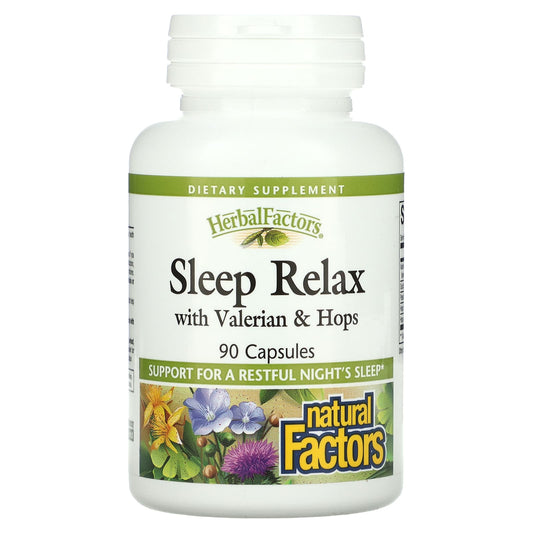 Natural Factors-Sleep Relax with Valerian & Hops-90 Capsules
