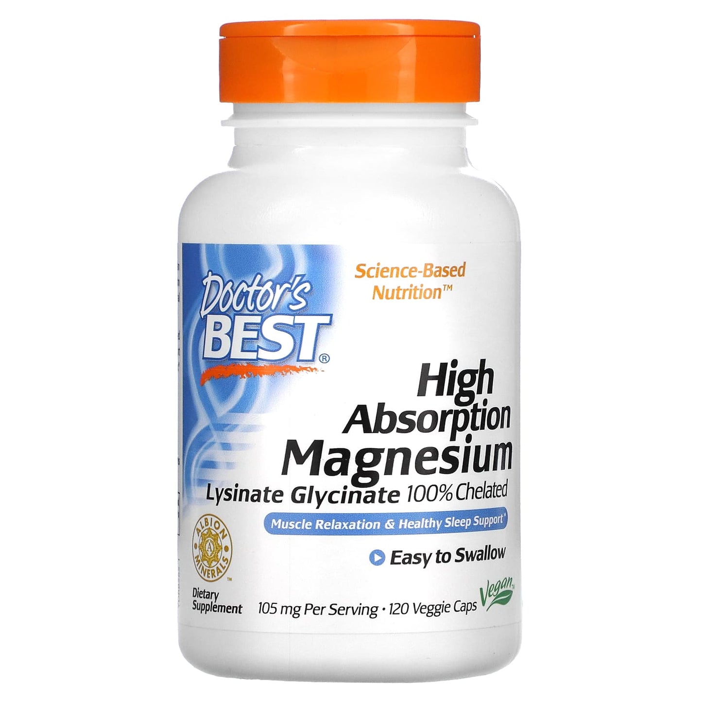 Doctor's Best-High Absorption Magnesium-105 mg-120 Veggie Caps (52.5 mg per Capsule)
