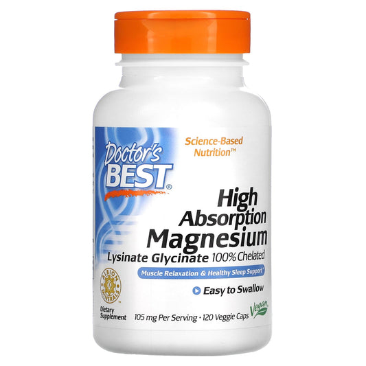 Doctor's Best-High Absorption Magnesium-105 mg-120 Veggie Caps (52.5 mg per Capsule)