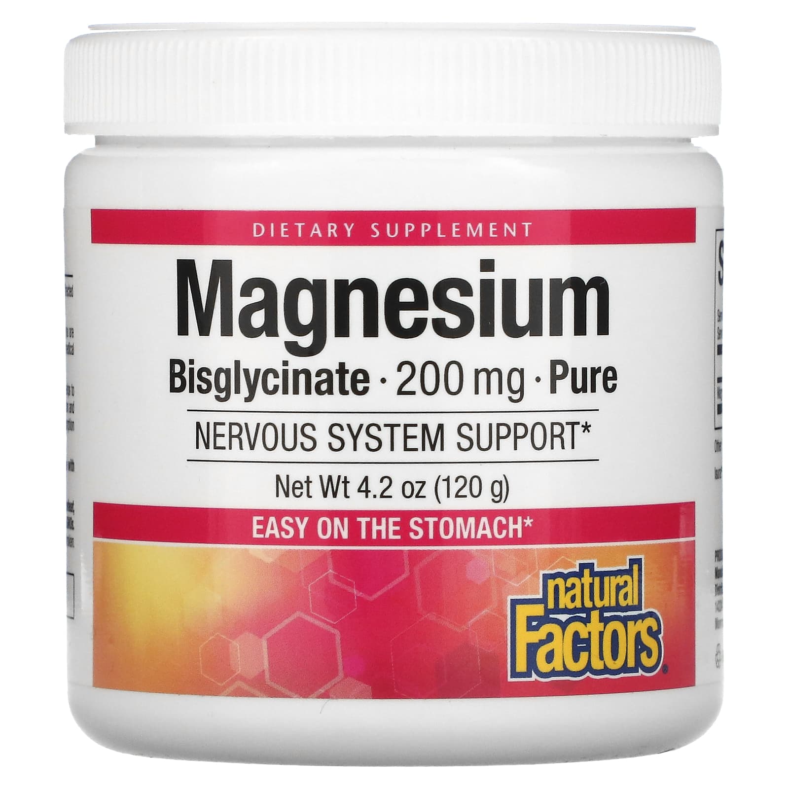 Natural Factors-Magnesium Bisglycinate-Pure-200 mg-4.2 oz (120 g)