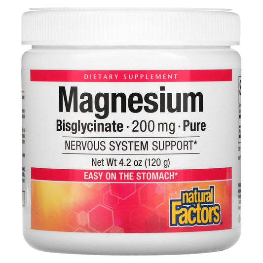 Natural Factors-Magnesium Bisglycinate-Pure-200 mg-4.2 oz (120 g)