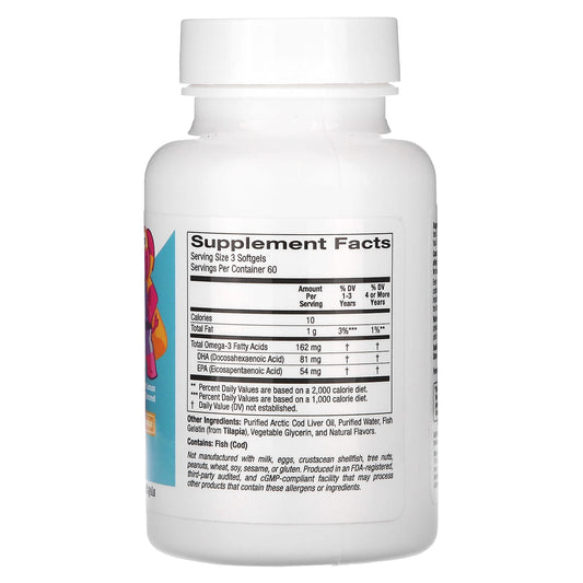 California Gold Nutrition, KIDS DHA Chewables, 100% Wild Arctic Cod, Strawberry-Lemon Flavor, 180 Fish Gelatin Softgels