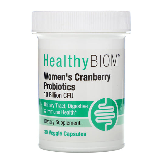 HealthyBiom-Women's Cranberry Probiotics-10 Billion CFUs-30 Veggie Capsules