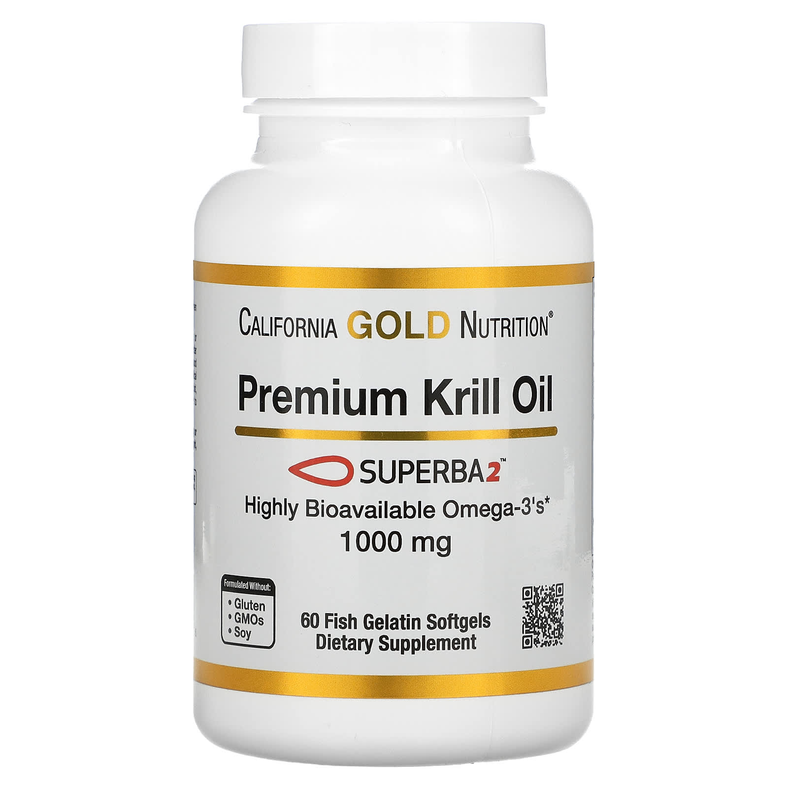 California Gold Nutrition-Premium Krill Oil with Superba2-1,000 mg-60 Fish Gelatin Softgels