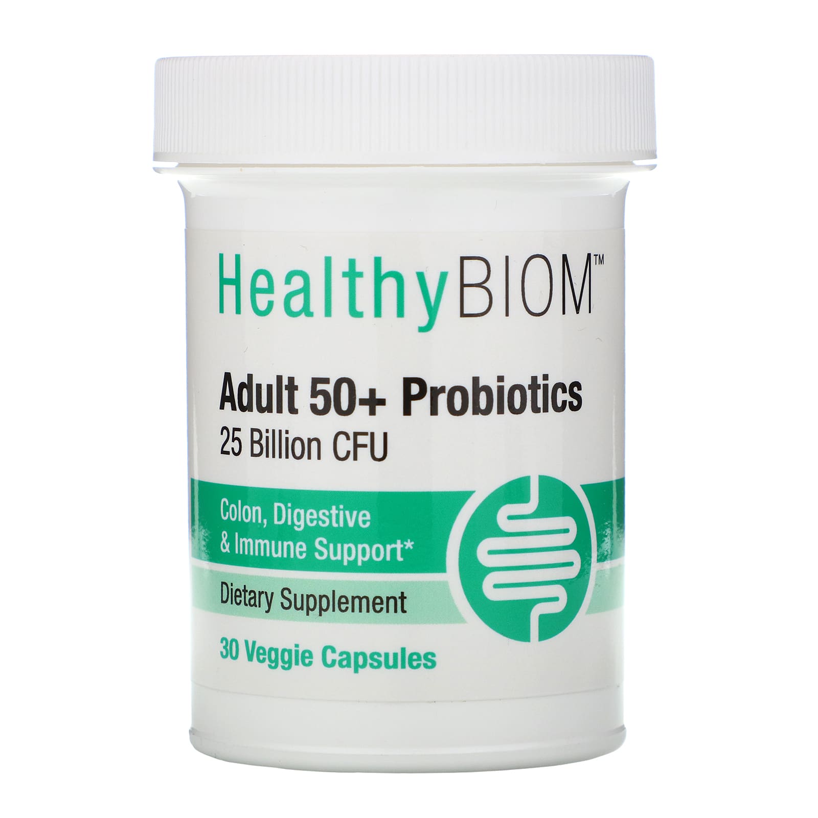 HealthyBiom-Adult 50+ Probiotics-25 Billion CFU-30 Veggie Capsules