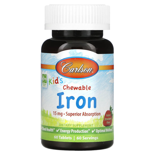 Carlson-Kid's-Chewable Iron-Natural Strawberry-15 mg-60 Tablets