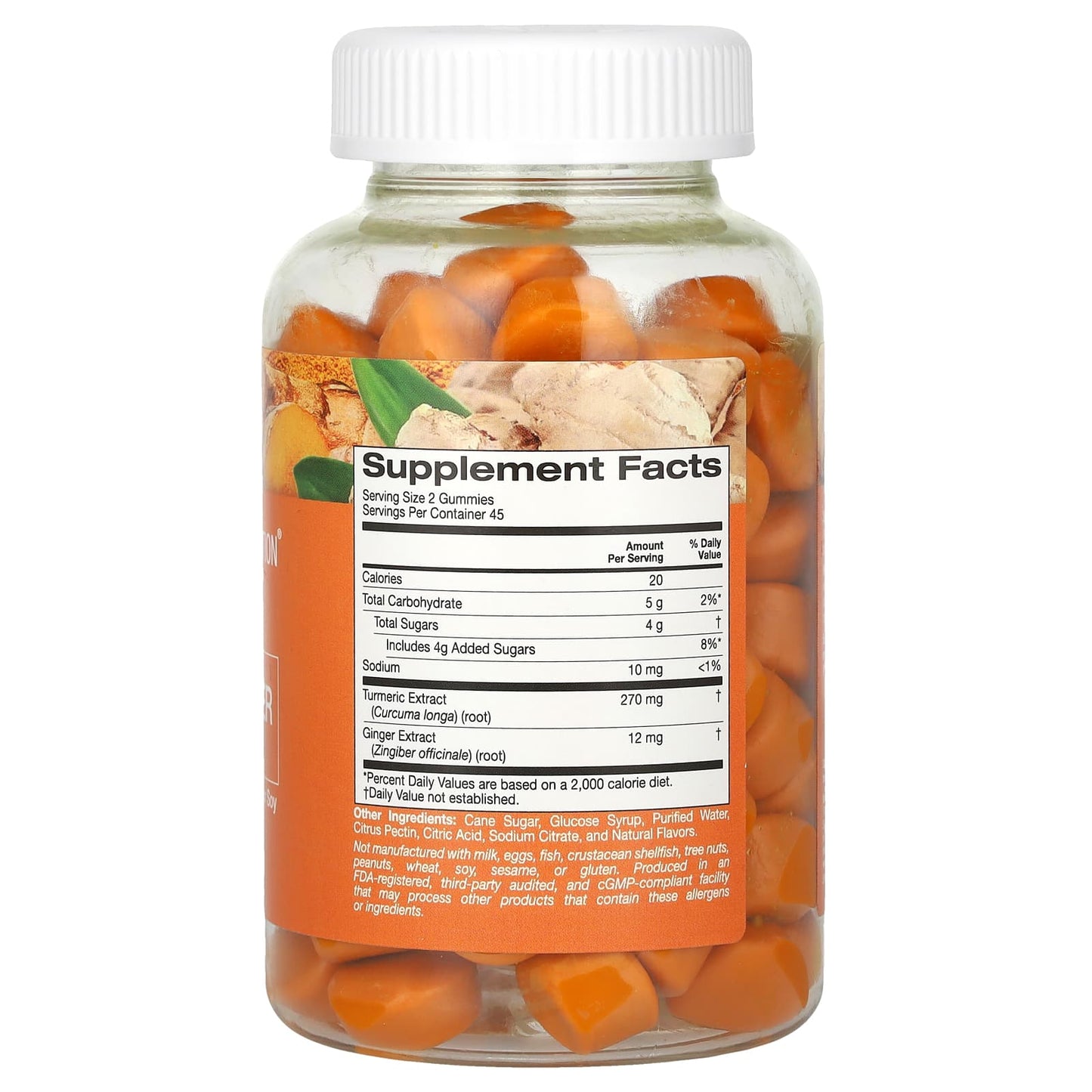 California Gold Nutrition, Turmeric with Ginger Gummies, Natural Tropical Fruit Flavor, 90 Vegetarian Gummies
