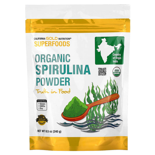 California Gold Nutrition-SUPERFOODS - Organic Spirulina Powder-8.5 oz (240 g)
