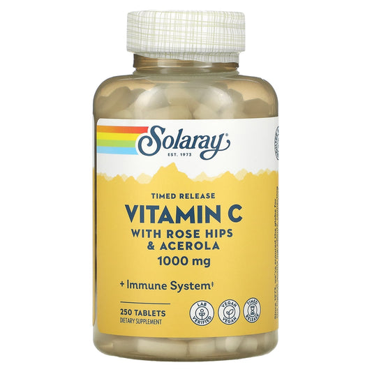 Solaray-Timed Release Vitamin C with Rose Hips & Acerola-1,000 mg-250 Tablets
