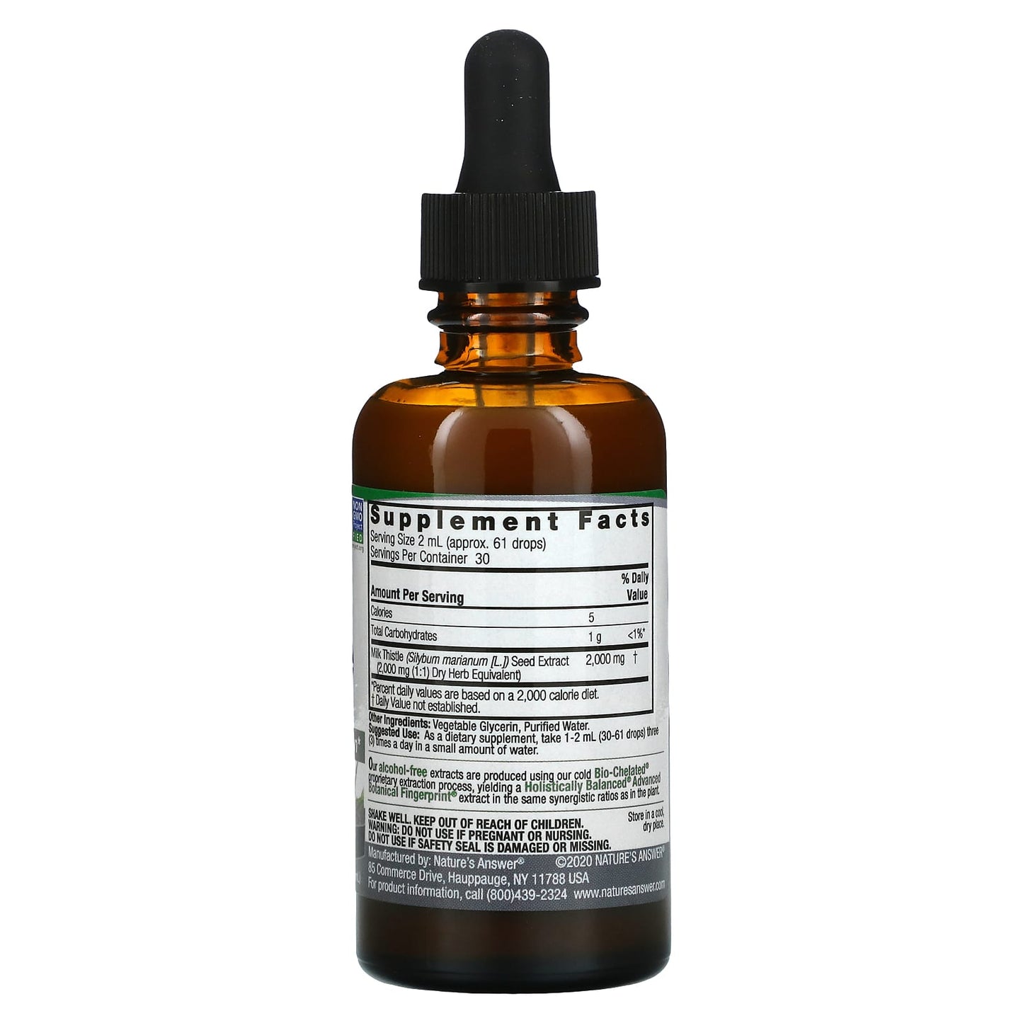Nature's Answer, Milk Thistle Seed, Fluid Extract, Alcohol-Free, 2,000 mg, 2 fl oz (60 ml)