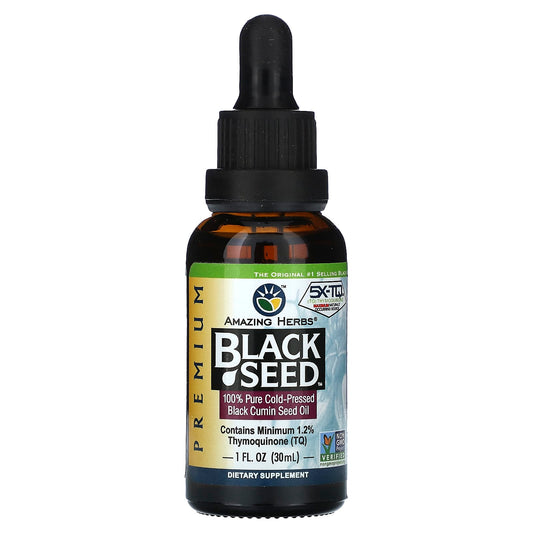 Amazing Herbs-Black Seed-100% Pure Cold-Pressed Black Cumin Seed Oil-1 fl oz (30 ml)