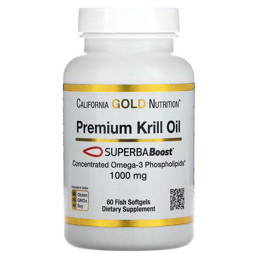 California Gold Nutrition-Premium Krill Oil with SUPERBABoost-1,000 mg-60  Fish Gelatin Softgels
