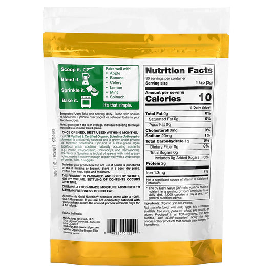 California Gold Nutrition, SUPERFOODS - Organic Spirulina Powder, 8.5 oz (240 g)