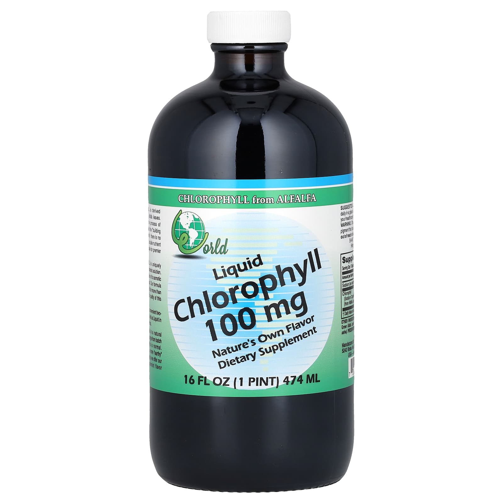 World Organic-Liquid Chlorophyll-100 mg-16 fl oz (474 ml)