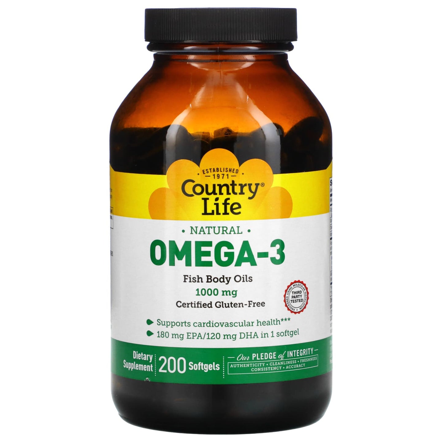 Country Life-Natural Omega-3-1,000 mg-200 Softgels