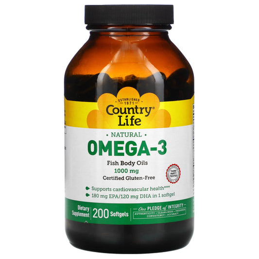 Country Life-Natural Omega-3-1,000 mg-200 Softgels