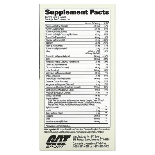 GAT, Mens Multi + Test, 60 Tablets