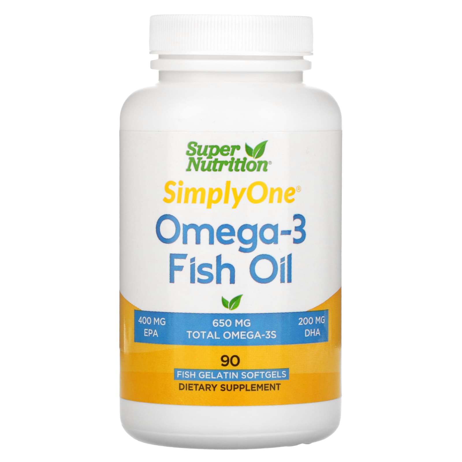 Super Nutrition-Omega-3 Fish Oils- 1,000 mg-90 Fish Softgels