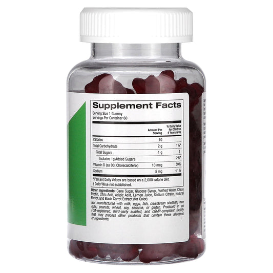 California Gold Nutrition, Vitamin D3 For Children, No Gelatin, Natural Strawberry, 60 Vegetarian Gummies