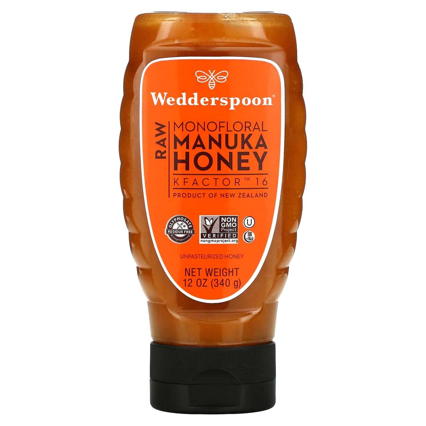 Wedderspoon-Raw Monofloral Manuka Honey-KFactor 16-12 oz (340 g)