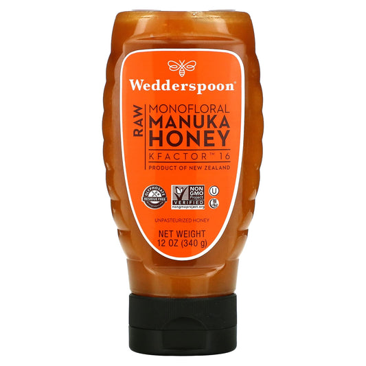 Wedderspoon-Raw Monofloral Manuka Honey-KFactor 16-12 oz (340 g)