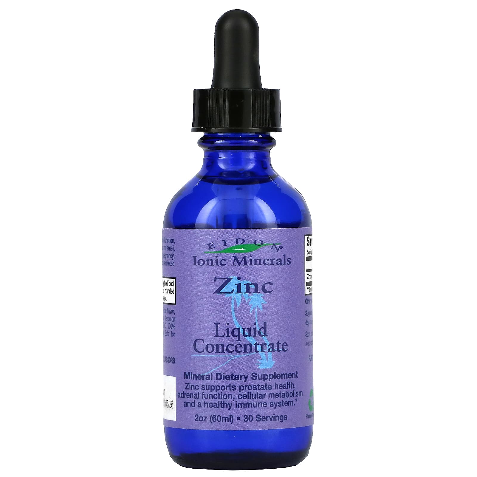 Eidon Ionic Minerals-Ionic Minerals-Zinc-Liquid Concentrate-2 oz (60 ml)