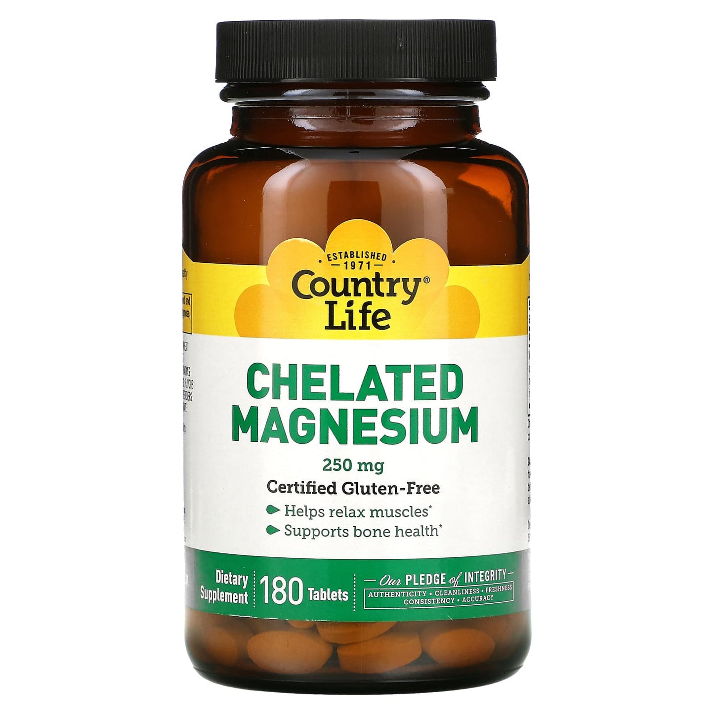 Country Life-Chelated Magnesium-250 mg-180 Tablets