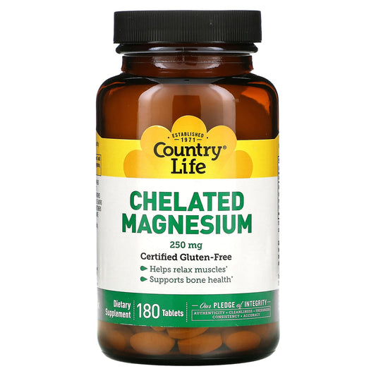 Country Life-Chelated Magnesium-250 mg-180 Tablets