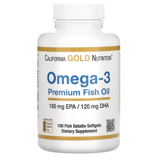 California Gold Nutrition-Omega-3 Premium Fish Oil-100 Fish Gelatin Softgels