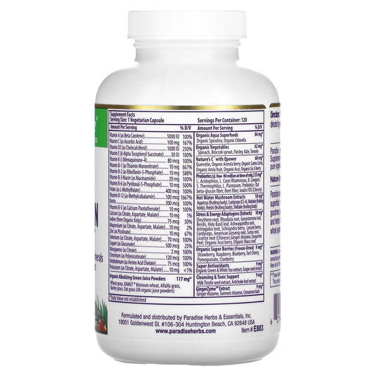 Paradise Herbs, Earth's Blend, One Daily Superfood Multi-Vitamin, No Iron, 120 Vegetarian Capsules